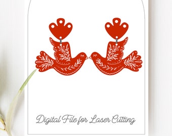 Retro Christmas Dove Bundle Wood Earring SVG Glowforge Laser Cut File