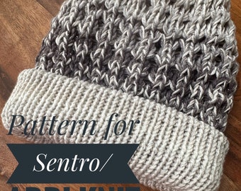 The Honeycomb Beanie, Circular knitting machine pattern, Addi kingsize, sentro hat pattern