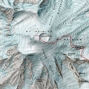Mt. Rainier: Disappointment Cleaver | Map Prints + Posters | Cascades, WA | Trail, Hillshade, + Topography | Backpacking, Mountaineering
