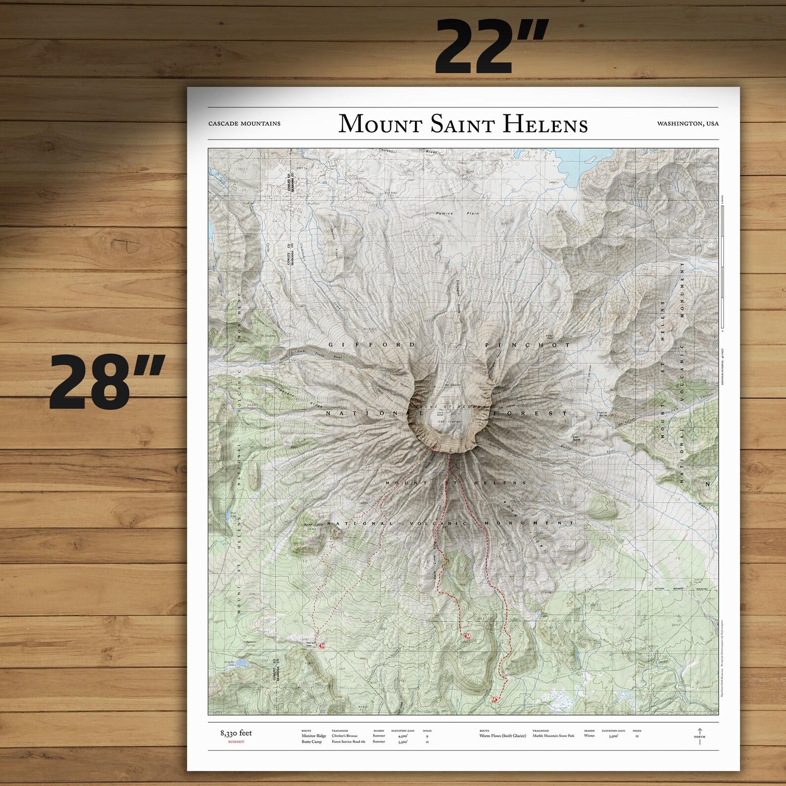 Mt. St. Helens Topographic Map Art Print: Washington Cascade Volcano - Etsy