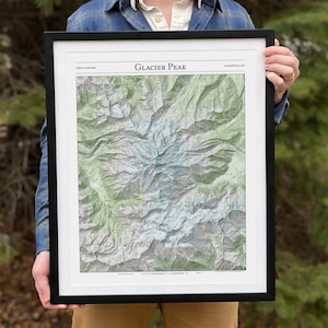 Glacier Peak Area Map | North Cascades, WA | Framed Print or Poster | Hillshade + Topography | Hiking, Backpacking, Camping