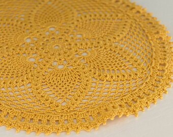 Crochet lace doily English pattern, PDF tutorial, Crochet cotton pineapple doily, Table topper doily step-by-step pattern