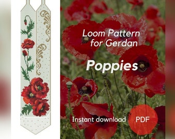 Gerdan Perlen Halskette Muster, Poppies PDF Perlen Gerdan, Perlen Webstuhl Muster, Traditionelle Ukrainische Halskette