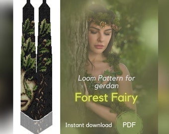 Forest Fairy Mavka beading loom pattern, PDF Forest Fairy beaded gerdan, Miyuki Delica beads pattern, Beading traditional Ukrainian necklace