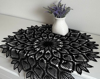 Crochet lace doily English pattern, PDF tutorial, Crochet large pineapple doily, Table topper doily step-by-step pattern