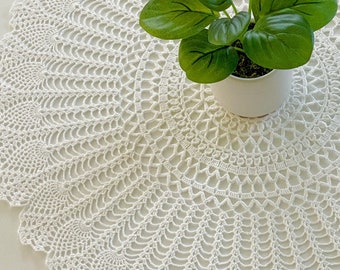 Crochet lace doily English pattern, PDF country living coasters tutorial, Crochet star pineapple doily, Step-by-step serving doily pattern