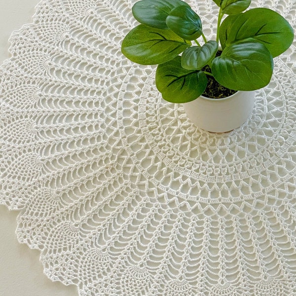 Crochet lace doily English pattern, PDF country living coasters tutorial, Crochet star pineapple doily, Step-by-step serving doily pattern