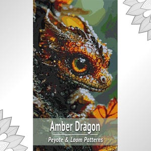 Amber Dragon Bead Tapestry Pattern PDF, Loom and Peyote Chart