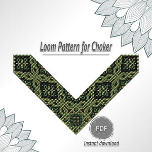 Chokerpatroon met kralen (pdf), ontwerp met V-vorm weefgetouwketting