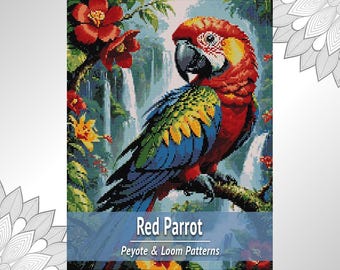 Parrot Bead Tapestry Pattern, Bird Peyote and Loom Design, PDF Beading Chart