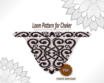 Beaded Fringe Choker Pattern, Ornamental Loom Seed Bead Necklace Chart PDF