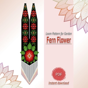 Fern Flower Gerdan Pattern, Slavic Loom Beaded Necklace Chart, Floral Seed Bead Jewelry Design