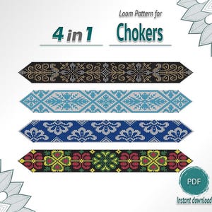 Beaded Choker Pattern Bundle PDF, 4-in-1 Loom Designs