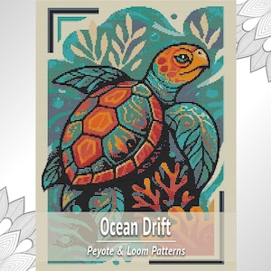 Meeresschildkröte Perlen Tapisserie Muster PDF, Loom und Peyote Design