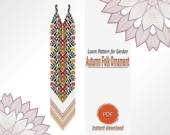 Floral Ornament Gerdan Necklace Pattern PDF, Folk Inspired Loom Design