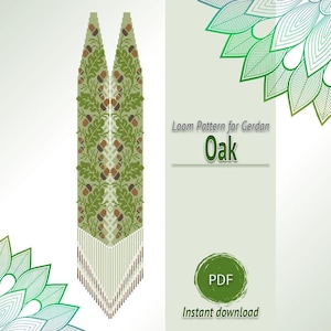 Oak Motif Beaded Necklace Pattern PDF, Folk Loom Gerdan Design Chart