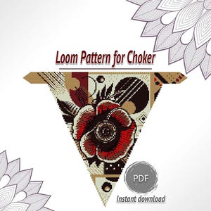 Geometrische Mohnblume Blumen-Perlen-Halsketten-Muster, Loom-Halskette PDF-Diagramm