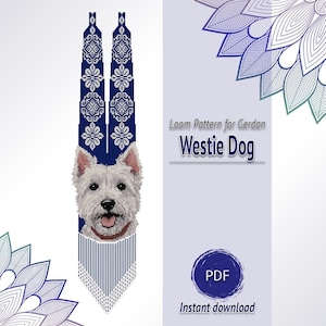 Westie Dog Beaded Necklace Pattern PDF, Loom Beading Design