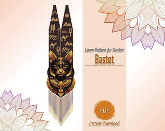Bastet Gerdan Pattern PDF, Egyptian Cat Goddess Beading Chart, Loom Necklace Design