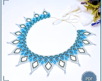 Bead Netting Collar Pattern PDF, Beading Pattern for Lace Necklace Chart