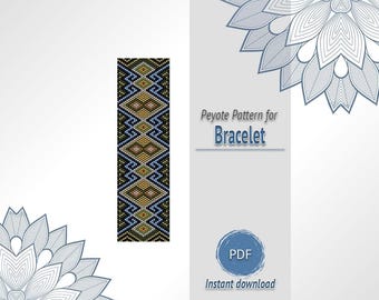 Patrón de pulsera de peyote geométrico (PDF), diseño de adorno de cuentas de semillas