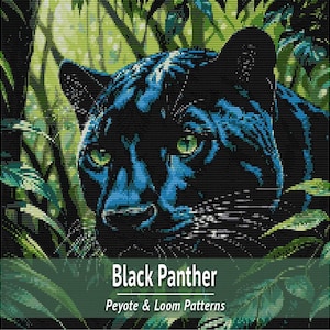 Black Panther Bead Tapestry Pattern, Animal Loom and Peyote PDF Chart