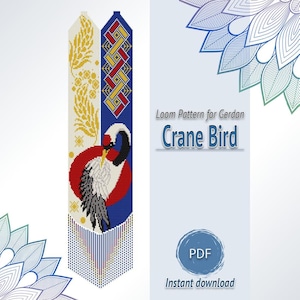 Crane Bird Gerdan Bead Pattern PDF, Loom Necklace Design