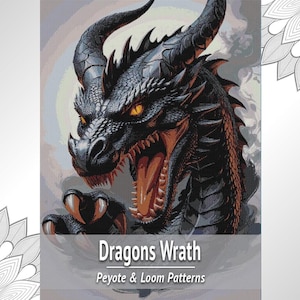 Dragon’s Wrath Bead Tapestry Pattern, Black Dragon Design, XXL Beadwork Chart, Fantasy PDF