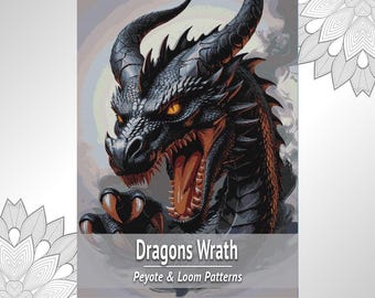 Dragon’s Wrath Bead Tapestry Pattern, Black Dragon Design, XXL Beadwork Chart, Fantasy PDF