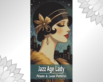 Art Deco Lady Bead Tapestry Pattern PDF, Loom and Peyote Chart