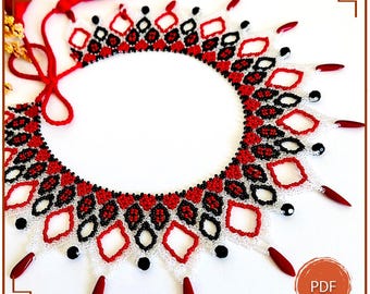 Beaded Netting Collar Necklace Pattern PDF, Lace Seed Bead Jewelry Chart
