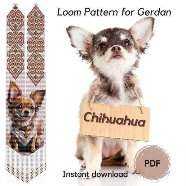 Chihuahua bead necklace pattern, PDF pattern beaded gerdan, Chihuahua dog beaded loom pattern, Bead weaving traditional Ukrainian jewelry