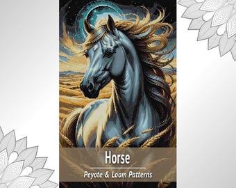Horse Seed Bead Tapestry Pattern, Animal Wall Hanging Peyote And Loom Chart PDF
