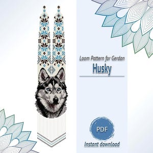 Husky Dog Beaded Necklace Pattern PDF, Loom Beading Design