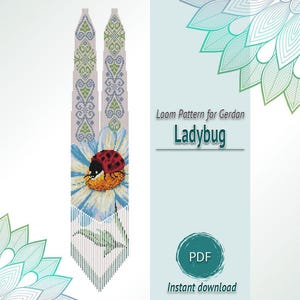 Ladybug Gerdan Pattern PDF, Loom Beaded Necklace Design, Seed Bead Ladybug Chart