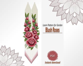 Rose Gerdan Pattern PDF, Loom Beaded Necklace Chart, Floral Beadwork Design