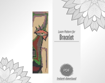Abstract Face Loom Bracelet Pattern, Green Geometric Seed Bead PDF