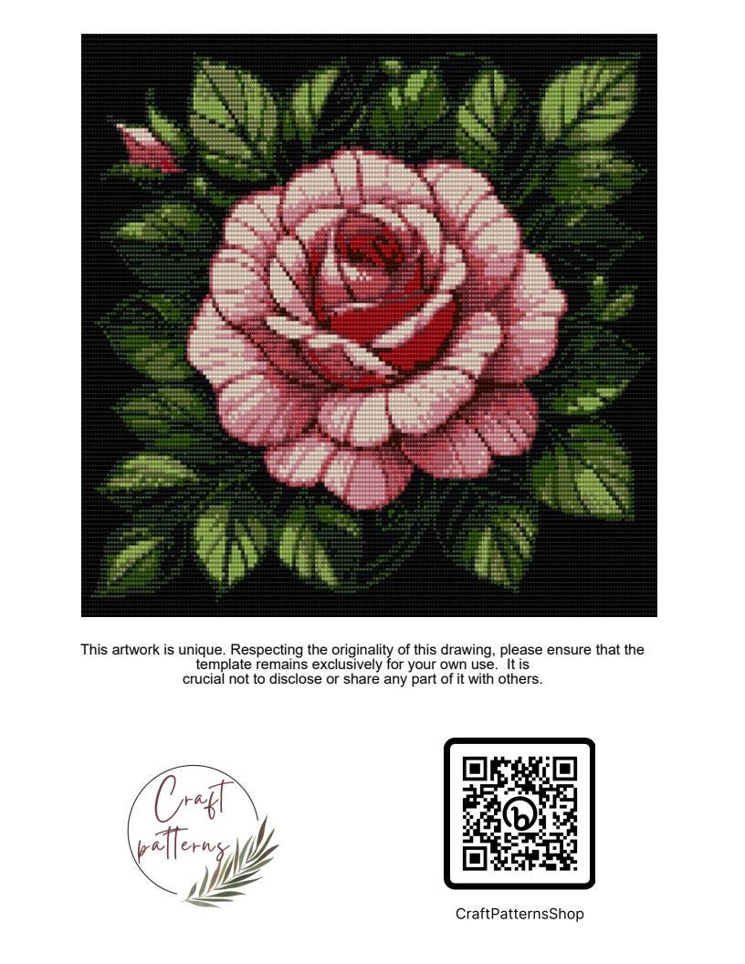 Tapestry Patterns.pdf Pink Rose Bead Tapestry Pattern PDF, Loom and Peyote Chart - Etsy