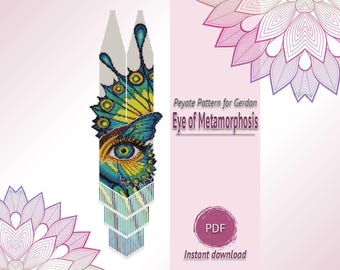 Butterfly Eye Gerdan Peyote Pattern PDF, Beaded Necklace Chart, Artistic Beadwork Design