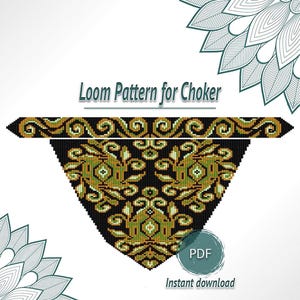 Fringe Beaded Choker Pattern PDF, Loom Necklace Chart