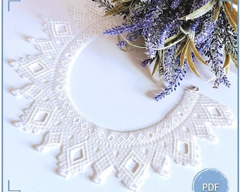 Seed Bead Collar Pattern PDF, White Lace Netting Necklace Chart