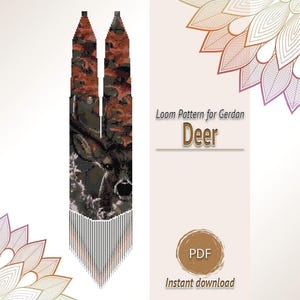 Patrón de collar de ciervo, PDF de abalorios Gerdan Loom, gráfico de cuentas de semillas de vida silvestre