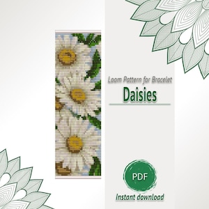 Madeliefjebloemen weefgetouw armbandpatroon pdf, bloemdessin met rocailles