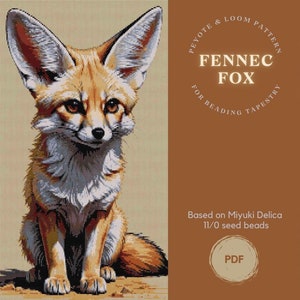 Fennec Fox Bead Tapestry Pattern, Desert Animal Wall Art, Loom & Peyote Beading Chart, Miyuki Delica 11/0, PDF Instant Download