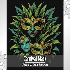 Carnival Mask Bead Tapestry Pattern, Peyote and Loom Chart PDF