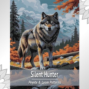 Wolf Bead Tapestry Pattern, Animal Loom and Peyote PDF Chart