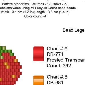 Strawberry Earrings Beading Pattern PDF, Brick Stitch Seed Bead Chart image 3
