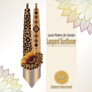 Sunflower Leopard Necklace Pattern, Loom Beading PDF, Seed Bead Gerdan Chart