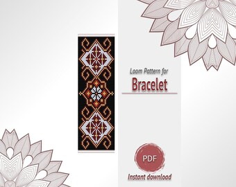 Geometric Loom Bracelet Pattern, Tribal Seed Bead Cuff PDF Chart