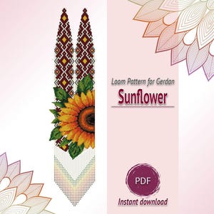 Sunflower Gerdan Necklace Pattern PDF, Loom Beaded Necklace Design